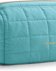 BAGSMART Makeup Bag Travel Cosmetic Bag, Puffy Padded Make Up Bags for Women Makeup Organizer Case, Wide-open Pouch Purse Travel Essentials Toiletries Accessories Brushes, Teal