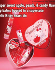 Lip Smacker Heart Tin Lip Balm Trio, Sweet & Fruity Flavors, Moisturizing & Hydrating Lip Care, Sheer Glossy Finish, Fun & Collectible Gift Set for All Ages - Hello Kitty