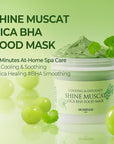 SKINFOOD Shine Muscat Cica BHA Food Mask – Soothing & Cooling Wash-Off Face Mask with Real Shine Muscat, Cica, and BHA – Exfoliating, Pore-Clearing, Vegan Korean Skincare, 180g