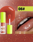 8 Colors Hydrating Lip Oil, Big Brush Head Lip Glaze Shiny Transparent Lip Glow Oil 0.35 Fl Oz, Glossy Finish (# 06)