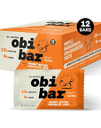 Obi Bar - Natural Protein and Fiber Bar | Snack or Meal Replacement | Heart Healthy Oat Fiber | Large Almond Chunks | Soy Free, Dairy Free | 2.4 oz bars, 12 Pack (Peanut Butter Chocolate Chip)