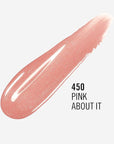 Rimmel London Stay Glossy, 450 Pink About It, Lip Gloss, Non-Sticky, Color and Shine, Up To 6-Hour Wear, Precise Applicator, 0.18oz