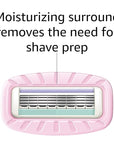 Amazon Basics Women's 4 Blade Razor for Women, Fits AmazonBasics & Venus Handles, Moisturizing Surround, 4 Count, Includes 1 Handle, 2 Cartridges & 1 Shower Hanger, Pink (Pack of 2)