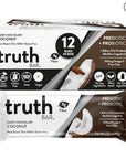 Truth Bar Prebiotic & Probiotic Keto Snack Vegan Bars with Omega-3's - Synbiotic High Fiber Snacks - Low Sugar, Kosher, Gluten Free - Dark Chocolate Coconut (Pack of 12)