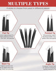 Tweezers Set, Hyxhappy 9 pcs Professional Stainless Steel Tweezers Kit for Facial Hair, Precision Plucker Eyebrow Tweezer Kit with Luxurious Travel Case as Stocking Stuffers Gifts for Women/men