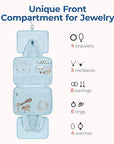 BAGSMART Travel Toiletry Bag with Jewelry Organizer, Hanging Travel Bag for Toiletries, Puffy Makeup Cosmetic Bag Organizer, Carry-on Travel Accessories Essentials, Light Blue-L