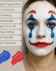 BAD COLOR 3PCS Red Blue Face Body Paint Stick Makeup for Harley/Joker SFX Cosplay & Dress Up, Red Liquid Eyeliner Stamp Pen for Clown Costume Cosplay
