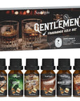 Gentleman Fragrance Oils Set, Essential Oil for Diffuser, Diffuser Oil, Use for Soap Candle Making, Sandalwood, Cedar, Rum, Leather, Smoky Oud, and Frankincense & Myrrh