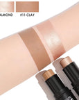 FOCALLURE 2 Pcs Mineral Cream Contour Stick,Moisturize Highlighter and Bronzer Pen,Non Stick Face Brightens & Shades Pencil,Long Lasting & Smooth Gliding Face Illuminator Makeup,Medium