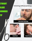Facial Hair Small Grooming Scissors For Men Women - Eyebrow, Nose Hair, Mustache, Beard, Eyelashes, Ear Trimming Kit - Curved and Rounded Safety Tip Clippers For Hair Cutting- 2PCS Black