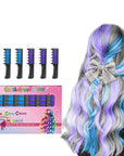 MSDADA New Hair Chalk Comb Temporary Hair Color Dye for Girls Kids with Light Color Hair, Washable Hair Chalk for Girls Age 4 5 6 7 8 9 10 Birthday Cosplay DIY, Christmas, New Year (Blue & Purple)