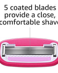 Amazon Basics Women's 5 Blade FITS Razor for Women, FITS Amazon Basics Handle and Venus Handles, Includes 1 FITS Handle, 12 Cartridges & 1 Shower Hanger