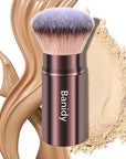 Makeup Brush Kabuki Face Brushes Retractable Travel Blush Brush Portable Flawless for Foundation, Powder Blush, Bronzer, Buffing, Liquid, Cream, Cruelty Free with Cover(Round-Head)