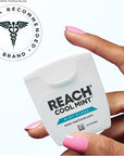 REACH Cool Mint Dental Floss, Fresh Mint, Plaque Remover for Teeth, Shred Resistant, Waxed, Easy on Gums & Teeth, Fresh Breath, Oral Care, PFAS Free, for Adults & Kids, 6 Pack, 55 yd