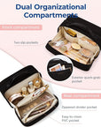 BAGSMART Toiletry Bag for Women, Travel Makeup Bag Organizer, Wide-open Make Up Bag Cosmetic Bags for Women for Travel Essentials Toiletries Accessories Bottles, Brushes, Black