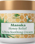 Green Leaf Naturals - Manuka Honey Face Cream - 4oz -Aloe Vera - Jojoba Oil Infused - Body Cream - Gluten Free Moisturizer for Kids & Adults - Nourishing Skin Care