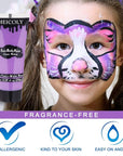 MEICOLY Cream Light Purple Face Body Paint,2.37Oz Large Tube Water Based Full Body Paint for Adults and Kids,Lavender Violet Face Paint for Halloween Stage SFX Special Effects Ursula Cosplay Makeup