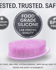 Avilana Silicone Body Scrubber – Gentle Shower Brush & Loofah Alternative- Food Grade & Lab Tested – Fast-Drying, Hygienic, BPA-Free Silicone Body Gentle Exfoliator (Pink, Exfoliate)