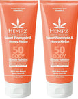 Hempz Daily Body Sunscreen SPF 50, Sweet Pineapple and Honeymelon, Reef Safe, Vegan, Dermatologist Tested, 6 oz (Pack of 2)