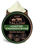 Handmade Tallow, Castor Oil, and Frankincense Oil Skin Balm - 100% Grass-Fed Tallow for Skin Care - Face & Body Moisturizer for Sensitive Skin, Eczema All-Purpose Balm - 2 FL. oz.