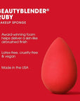 Beautyblender® | Ruby Beauty Blender Makeup Sponge, Super-Soft Foam Easily Blends Foundations, Powders & Creams, Made in USA, Reusable, Washable, Streak Free Application, Vegan, Cruelty Free
