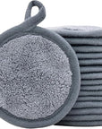 Reusable Makeup Remover Pads 16 Pack Microfiber Cleansing Facial Rounds Wipes Face, Eyes, Lips(3.5inch, grey)