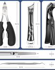 2025 Toenail Clippers for Thick Toenails for Seniors, Angled Head Large Toe Nail Clippers Set for Men, Heavy Duty Ingrown Toenail Clippers with Long Handle, Ultra Sharp Slanted Nail Cutter Wide Jaw