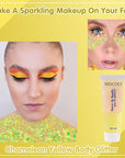 MEICOLY Chameleon Yellow Body Glitter,Chunky Yellow Face Glitter for Halloween,Color Changing Mermaid Hair Glitter Face Paint,Festival Party Cheer Glitter,50ml