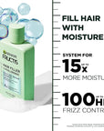 Garnier Fructis Hair Filler Moisture Repair Shampoo, Sulfate Free Shampoo for Curly, Wavy Hair with Hyaluronic Acid, 10.1 Fl Oz, 1 Count