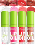 Hydrating Lip Glow Oil Kit-4 Colors Lip Oil Lip Glaze,Tinted Lipgloss Clear Pink Red Glow Reviver Tint Lip Oil Lip Stain, Non-sticky Lipstain Lip Gloss,Mother's Day Makeup Gift Kit for Women-Set C