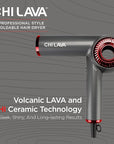 CHI Lava Brushless Motor Hair Dryer, Foldable Design, Faster, Quieter Drying, Reduces Frizz & Enhances Shine, Customizable Heat & Speed Settings