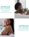 UJFQBH 2 Pieces African Bath Sponge African Net Long Net Bath Sponge Exfoliating Shower Body Scrubber Back Scrubber Skin Smoother,Great for Daily Use (Green)
