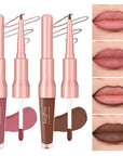 2 PCS Lip Liner and Lip Stain Combo Set, High Pigmented Long Lasting Velvet Lip Tint, Well-Defined Lipliner, Weightless Waterproof Not Animal Tested, Matte Finish Makeup
