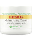 Burt's Bees Sensitive Moisturizing Cream, With Aloe Vera and Rice Milk, Face Moisturizer for Sensitive Skin, 98.8 Percent Natural Origin Skin Care, 3 oz. Package