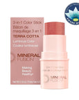 Mineral Fusion 3-in-1 Color Stick, Instant Color Pop and Blush for Cheeks, Creamy Lightweight Formula, Multi-Use Eye, Face, and Lip Makeup, Terra Cotta