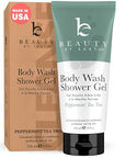 Beauty by Earth Peppermint Tea Tree Oil Shower Gel Body Wash - Made in USA with Organic & Natural Ingredients, Mens Body Soap Liquid, Moisturizing Cleansing Gel for Men & Women, Non Toxic Body Wash