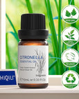 HIQILI 0.33 Fl Oz Citronella Oil for Homemade Sprays, Add to Diffuser, 100% Pure and Natural Undiluted, Portable - 10ml