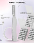 SPA SCIENCES - SIMA Patented Dermaplane Razor for Women Face – Painless 2-in-1 Facial Exfoliation & Peach Fuzz Hair Removal – Anti-Aging – 3 Speeds – Rechargeable – 21 Weeks Treatment