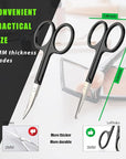 Facial Hair Small Grooming Scissors For Men Women - Eyebrow, Nose Hair, Mustache, Beard, Eyelashes, Ear Trimming Kit - Curved and Rounded Safety Tip Clippers For Hair Cutting- 2PCS Black