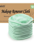 HOMEXCEL Makeup Remover Cloth 12 Count (Pack of 1), Reusable Makeup Remover Pads, Washable Ultra Soft Facial Cleansing Cloths for All Skin Types, 5 X 5 In, Green