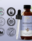 Rosemary Oil for Hair Growth | 100% Pure and Natural Rosemary Essential Oil | for Lotion Diffuser Skin & Hair | 3.38 fl. Oz