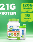 Rawfusion- Vegan Protein Powder, Banana Nut - 30 Servings, 21g of Plant Based Protein, Low Net Carbs, Non-Dairy, Gluten/ Lactose Free, Soy Free, Kosher, Non-GMO, 2lb Pound