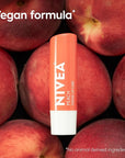 NIVEA Peach Lip Care, Tinted Lip Balm Pack with Shea Butter, Nourishing Oils and Vitamin C & E, 3-in-1 Moisture, Repair and Color, 0.17 Oz Stick, Pack of 4