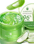 Aloderma Organic Aloe Vera Gel for Face & Body, 96% Pure Aloe Gel Made within 12 Hours of Harvest, Ideal for Skin, Scalp, & Hair Hydration, Calming Moisturizer for Soothing After Sun Care, 7.05oz
