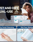 Winner Softer Face Towels - 100% USA Cotton Dry Wipes, 300 Count Unscented Cotton Tissues for Sensitive Skin, OEKO-TEX Certified Face Towelettes Disposable, Makeup Remover Facial Towels, 3 Pack