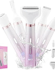 Electric Razors Shavers for Women, Bikini Trimmer 5 in 1 Electric Shaver Razor for Women, Wet/Dry Face Razors for Face Nose Eyebrow Arms Armpit Legs Pubic Area Painless Facial Hair Removal for Women