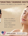 Bronzing Face Tanner Spray Mist, Sunless Face Tanning Water, USA Made with Natural & Organic Ingredients
