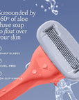 Billie Razors for Women Shave Kit – Women’s Razor + 4 x 5-Blade Razor Refills + Magnetic Holder – Coral
