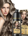 Natural Hair Dye Shampoo 3 IN 1, Gray Hair Coverage, Vegan, Ammonia-Free & Paraben-Free Hair Coloring Shampoo for Women & Men, Beard Dye for Men, Nourishing Gentle Easy to Use (ASH BROWN)