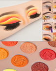 Afflano Red Orange Eyeshadow Palette Sunset 15 Color, Highly Pigmented Glam Fall Eye Shadow Makeup Palettes, Nudetude Brown Yellow Gold Orange Matte Glitter Shimmer Warm Eyeshadow Pallet